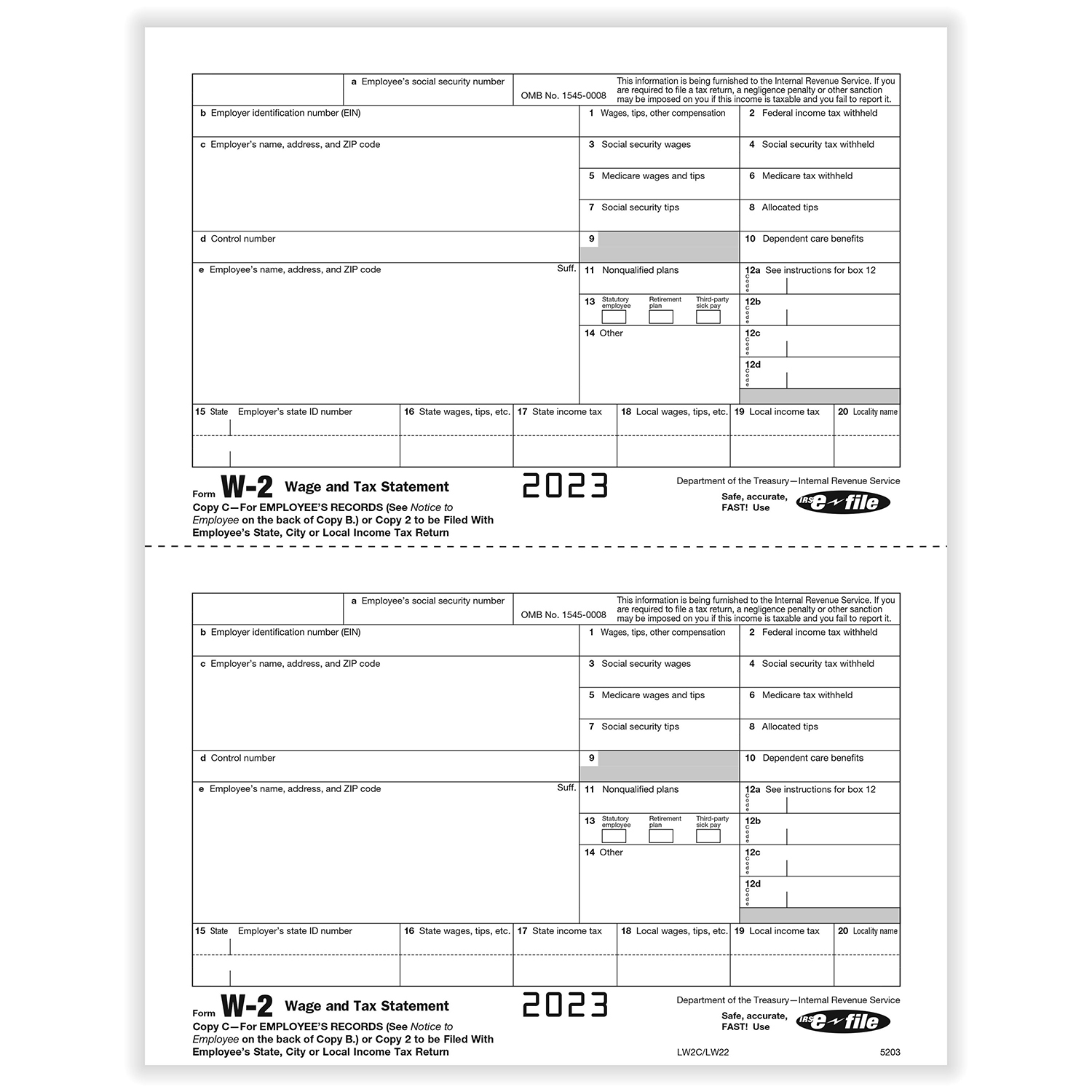 Picture of W-2 Employee Copy 2 or C (1,000 Forms)