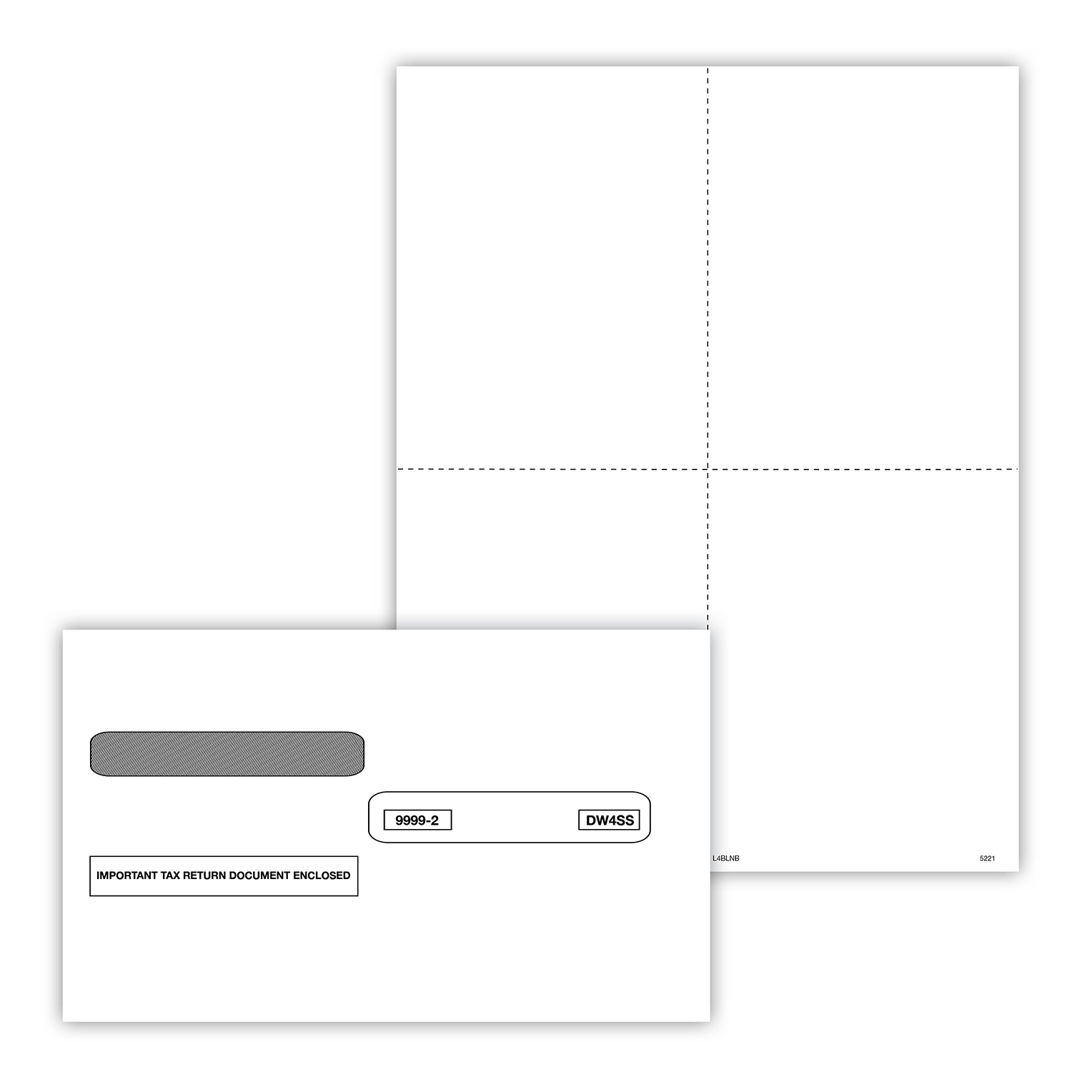 Picture of W-2/1099 Blank Recipient Copy (Only), 4-Up Box with Envelopes (No Backers) (50 Pack)
