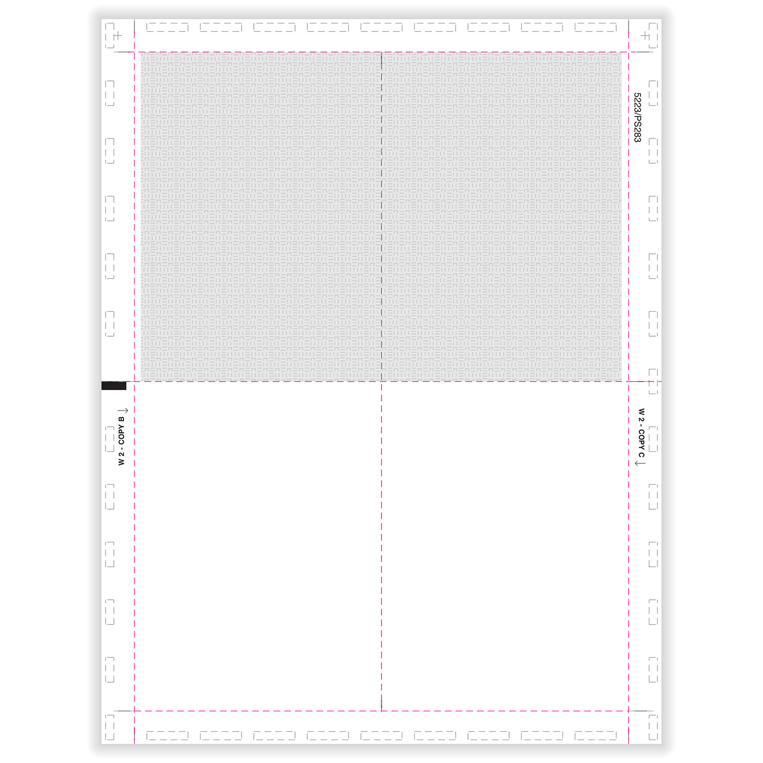 Picture of W-2, 4-Up Box, w/ Printed Backer Copy B, V-Fold Duplex, 11" (500 Forms)
