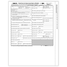 Picture of 2026 1042-S Federal Copy A, Foreign Person's U.S. Source Withholding, Pack of 50 (50 Forms)