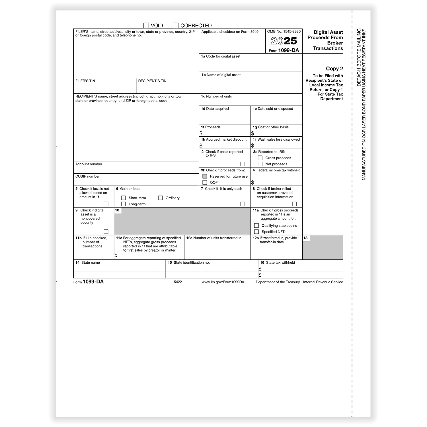 Picture of 1099-DA State or Local Copy 2/1, Pack of 50 (50 Forms)