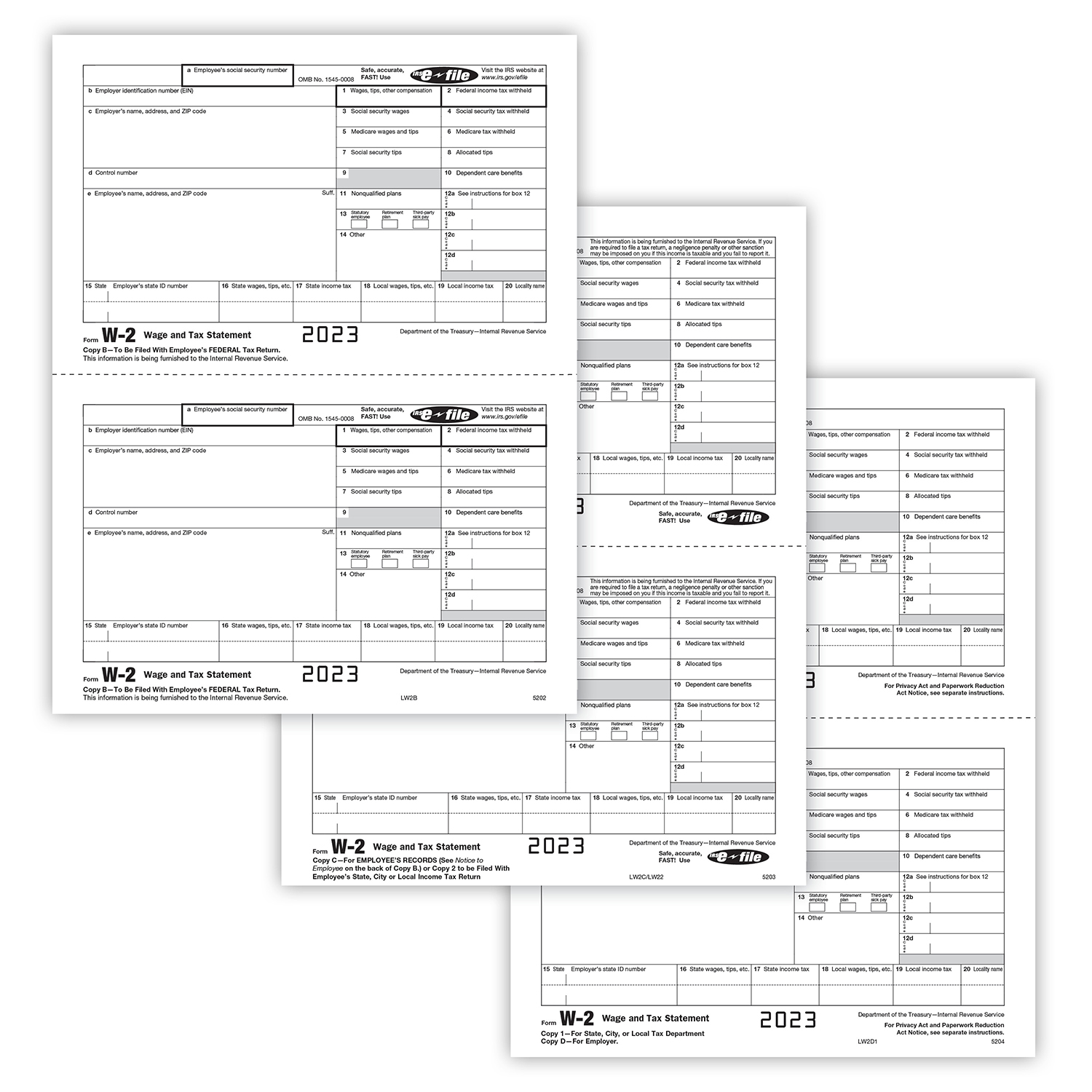 Picture of W-2 Set, 5-Part, 2-Up (25 Employees)
