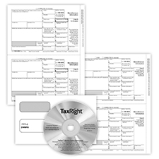 Picture of 1099-MISC REC Copy Only Tax Form Set, 3-Part, 2-Up, with Envelopes & TaxRight Software, Pack of 50