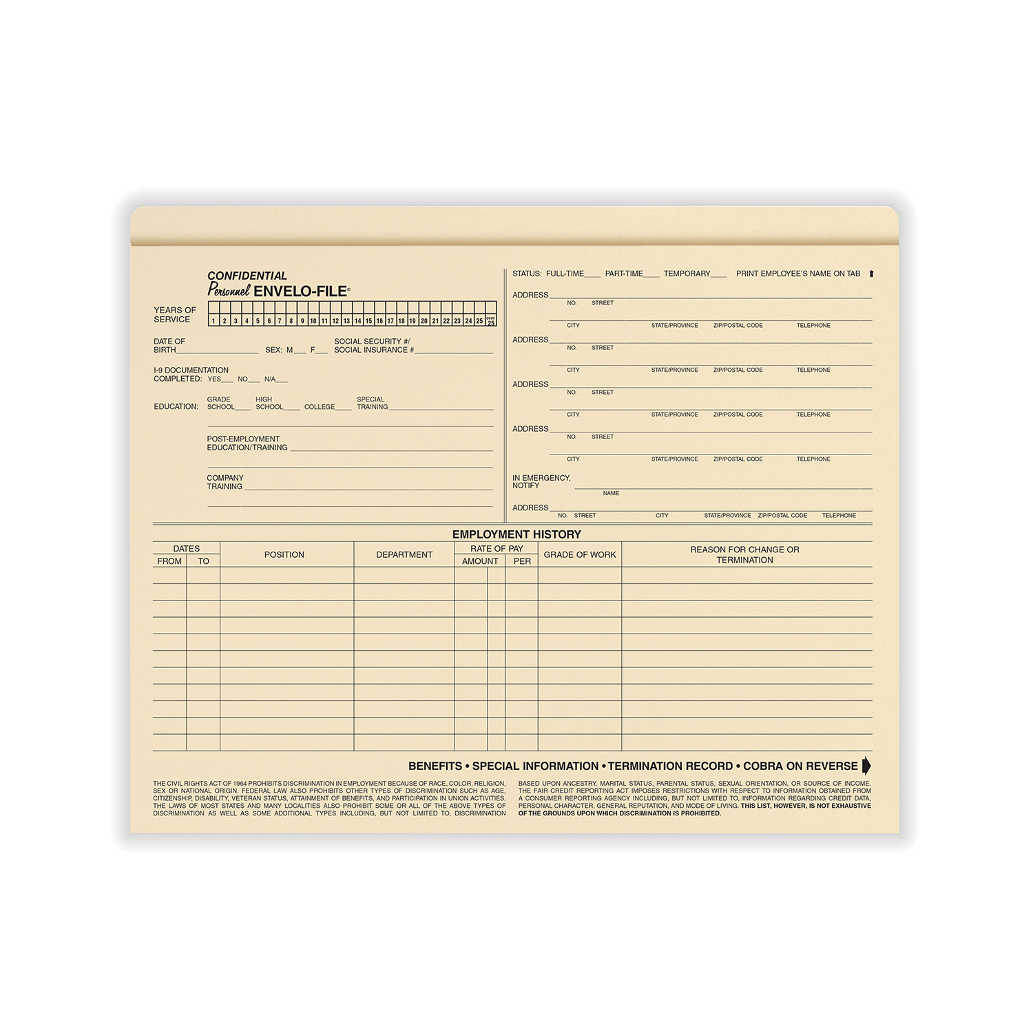Picture of Employee Envelo-File® Standard, 25-Pack