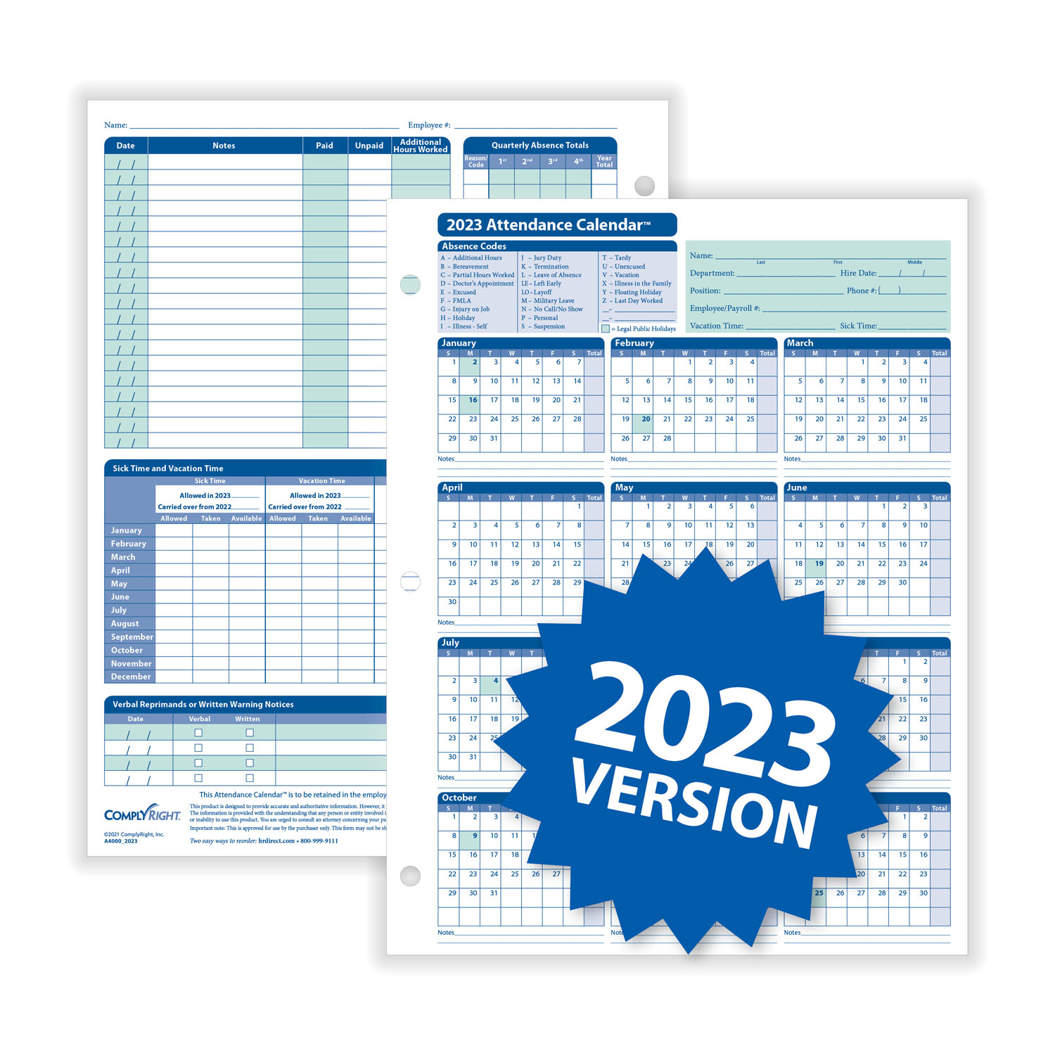 ComplyRightDealer | 2024 Attendance Calendar Kit, Pack of 25