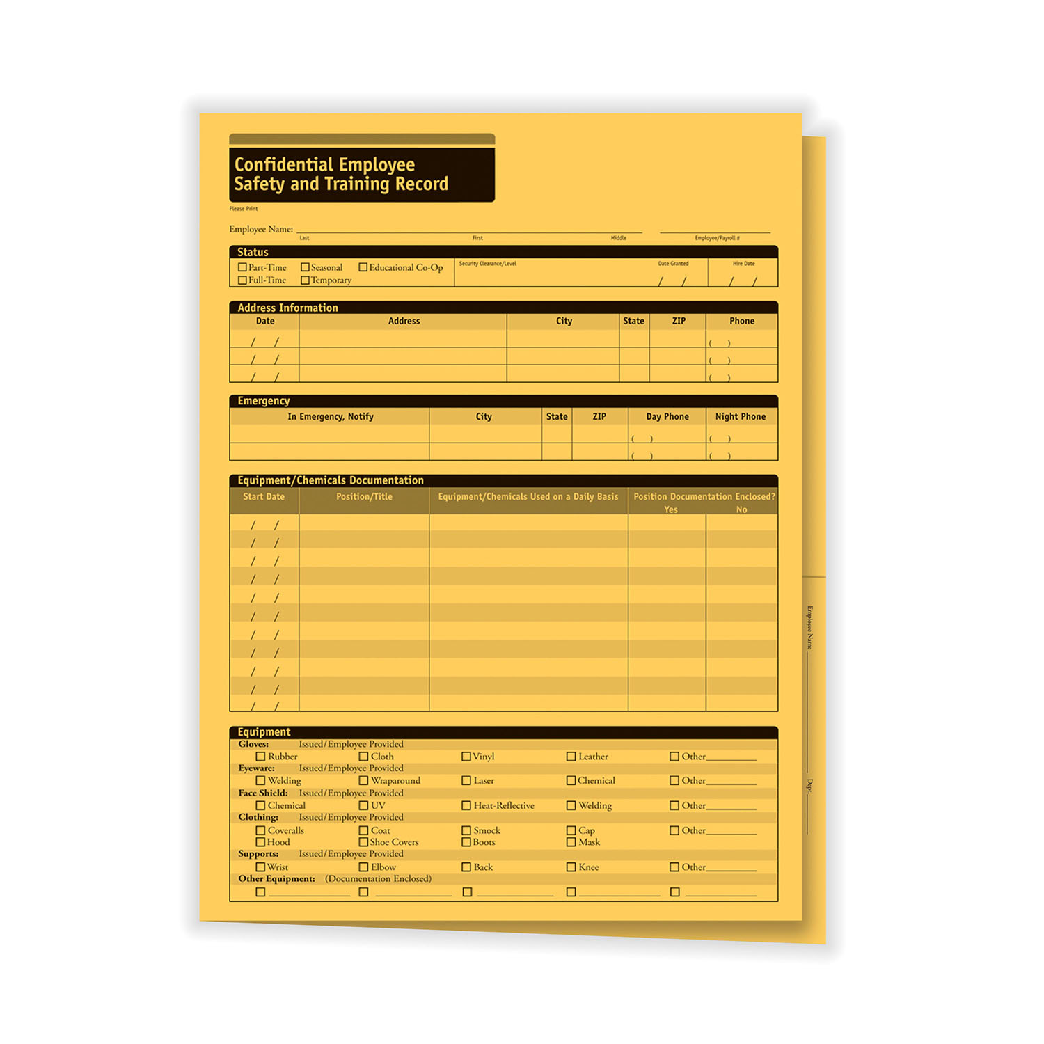 Picture of Confidential Employee Safety And Training Record Folders, 9-1/2" x 11-3/4", Pack Of 25