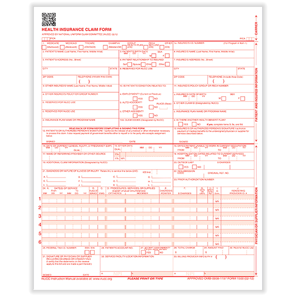 Picture of CMS-1500 Claim Forms, Laser, Box of 2,500