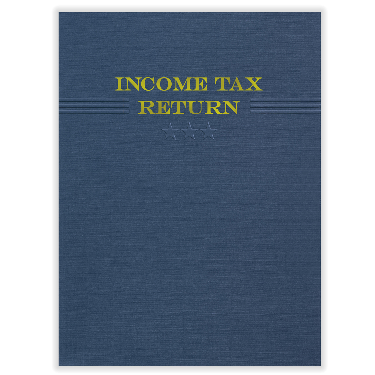 Picture of Tax Presentation Folder, Navy Blue (Three Star - Embossed), Double Pockets, 9" x 12", Pack of 50