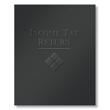 Picture of Tax Presentation Folder, Black (Income Tax Return - Embossed), Double Pockets, 9" x 12", Pack of 50
