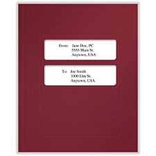 Picture of Tax Presentation Folder, Double Windows, Burgundy, 8-3/4" x 11-1/4", Pack of 50