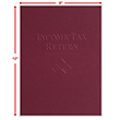 Picture of Tax Presentation Folder (Imprinted), Burgundy (Income Tax Return - Embossed), Double Pockets, 9" x 12", Pack of 50