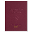 Picture of Tax Presentation Folder (Imprinted), Burgundy (Income Tax Return - Embossed), Double Pockets, 9" x 12", Pack of 50