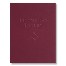 Picture of Tax Presentation Folder, Burgundy (Income Tax Return - Embossed), Double Pockets, 9" x 12", Pack of 50