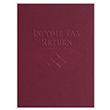 Picture of Tax Presentation Folder (Imprinted), Burgundy (Income Tax Return - Embossed), Double Pockets, 9" x 12", Pack of 50