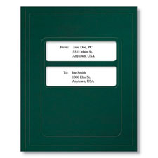 Picture of Tax Presentation Folder, Double Windows, Green, 8-3/4" x 11-1/4", Pack of 50