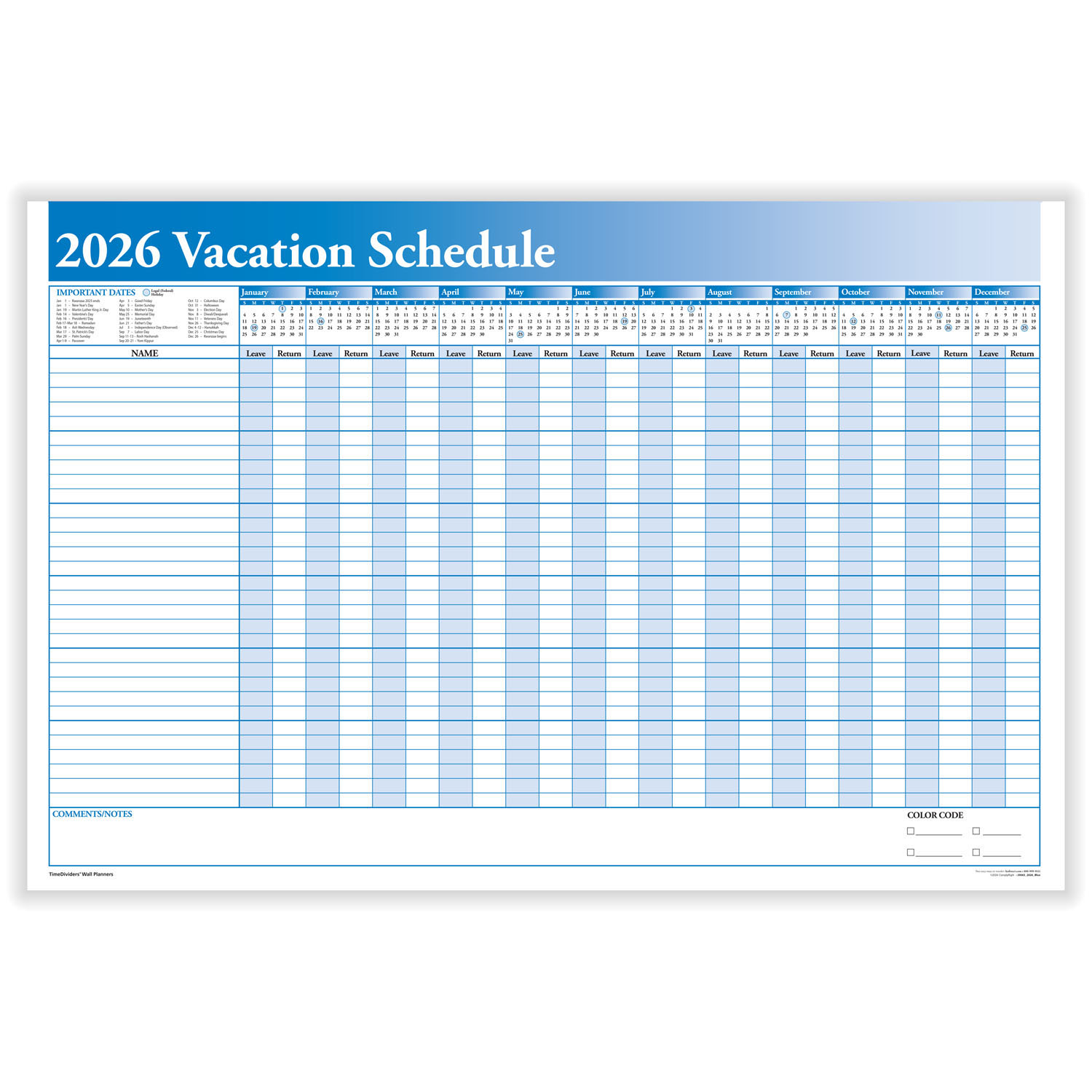 ComplyRightDealer 2023 Full Vacation Schedule 36 X 24 Laminated ComplyRightDealer 2023 Full Vacation Schedule 36 X 24 Laminated