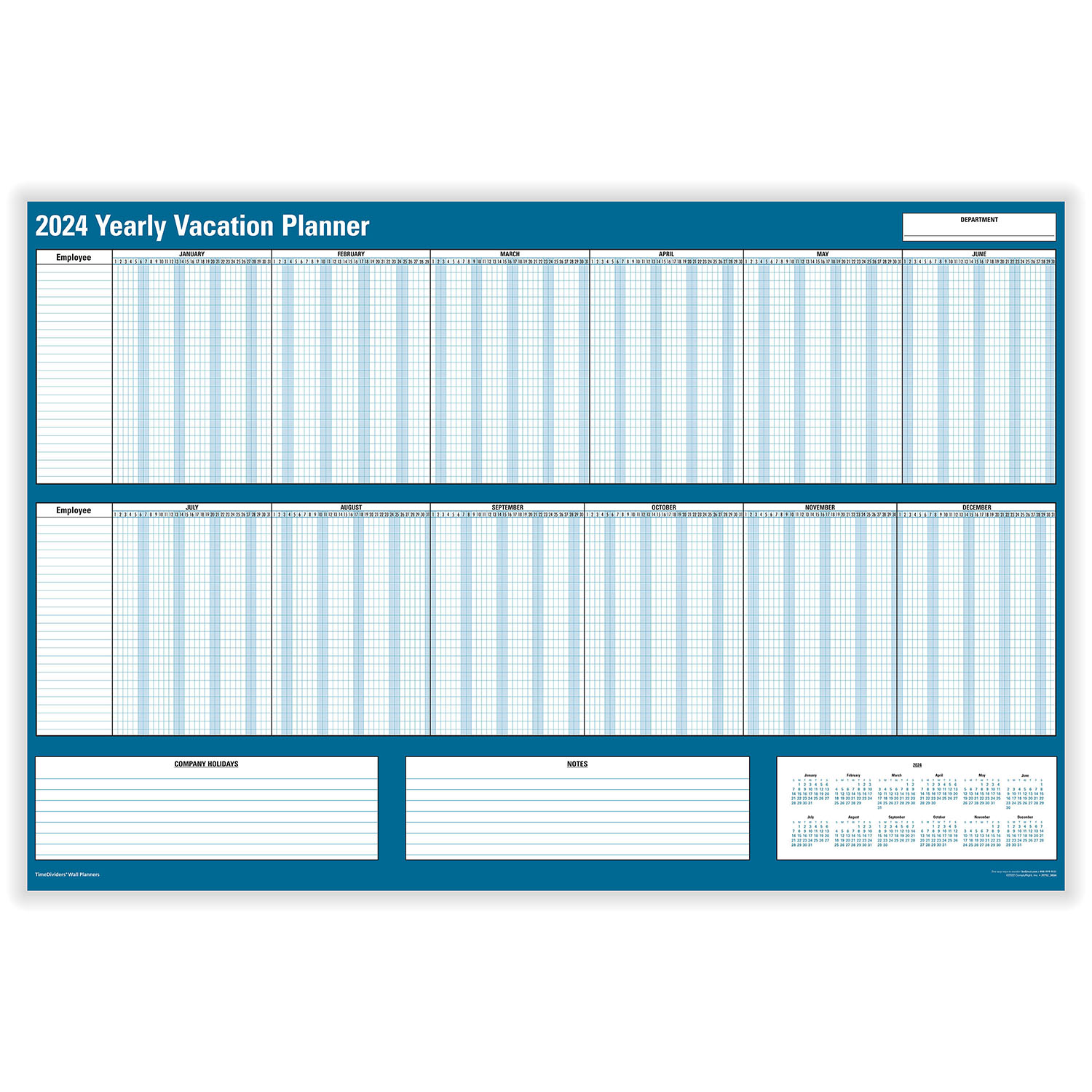 Picture of 2024 Yearly Vacation Planner (36" X 24") (Laminated, erasable, includes marker)