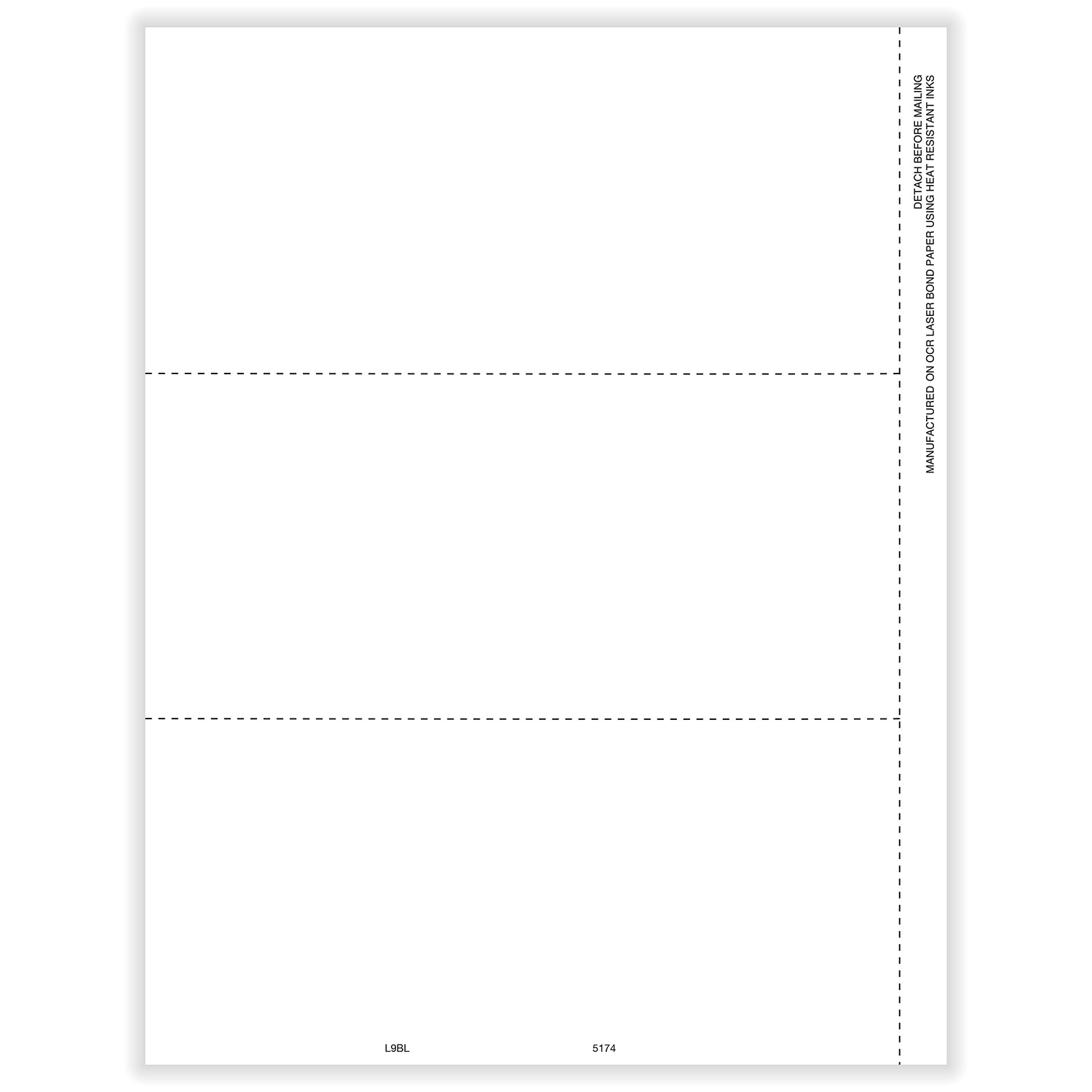 Picture of 1099/W-2G Blank, 3-Up Horizontal, Stub, Perforated (Bulk)