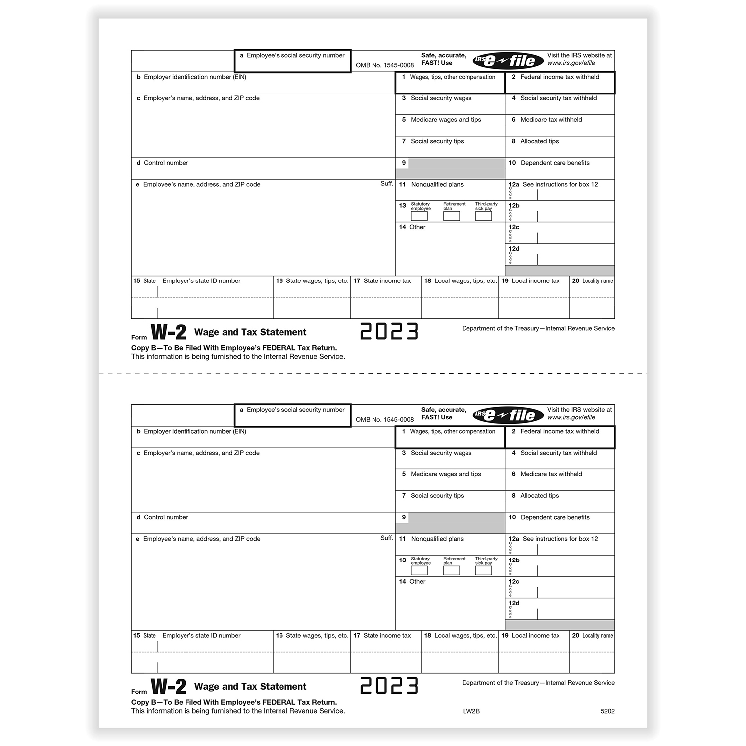 Picture of W-2 Employee Copy B (500 Sheets)