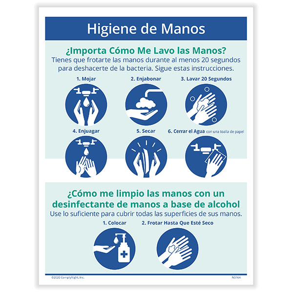 Picture of Hand Hygiene Instructions Poster, Spanish
