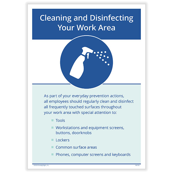 Picture of Employee Clean and Disinfect Your Work Area Poster, Pack of 3