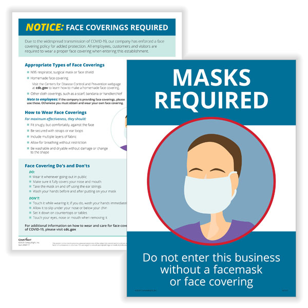 Picture of Face Coverings Required/Masks Required Poster Set