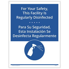 Picture of Facility Regularly Disinfected Posting Notice, Bilingual, Pack of 3