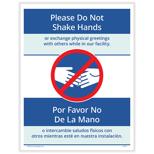 Picture of Do Not Shake Hands Posting Notice, Bilingual