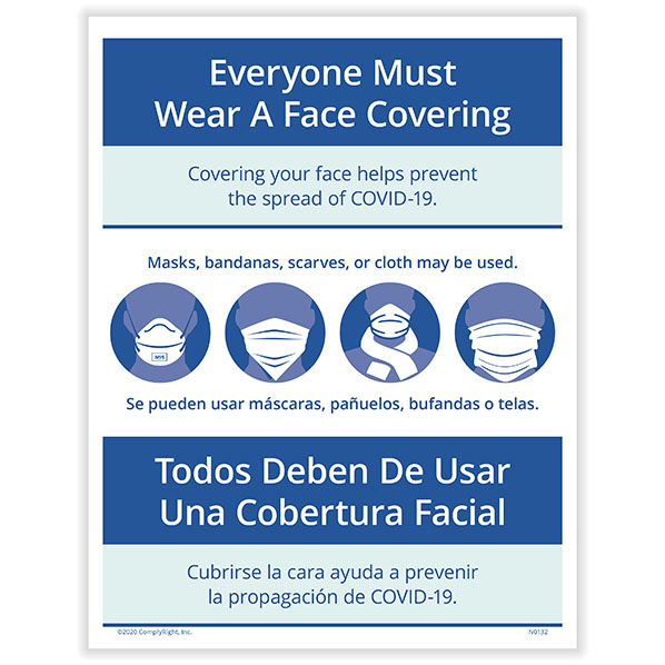 Picture of Wear a Face Covering Posting Notice, Bilingual