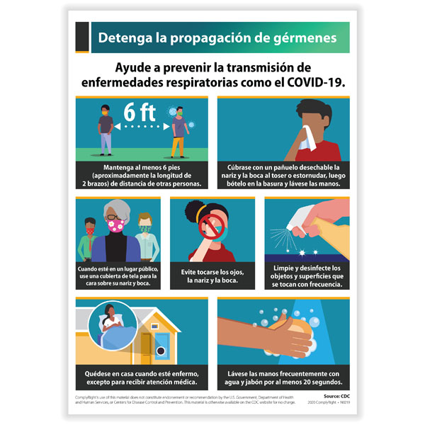 Picture of Stop the Spread of Germs Poster, Spanish