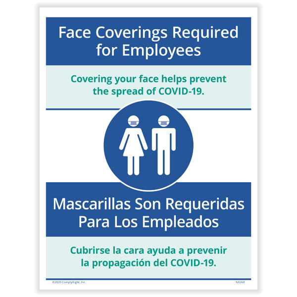 Picture of Face Coverings Required Posting Notice, Bilingual, Pack of 3