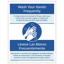 Picture of Wash Your Hands Frequently Posting Notice, Bilingual, Pack of 3
