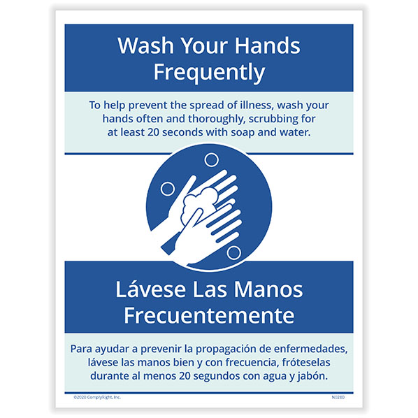 Picture of Wash Your Hands Frequently Posting Notice, Bilingual