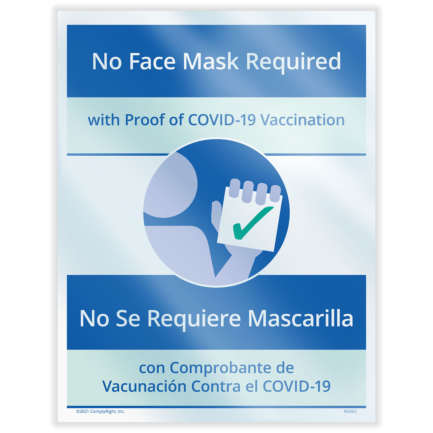 Picture of No Face Mask Required with Proof of Vaccination - Window Cling