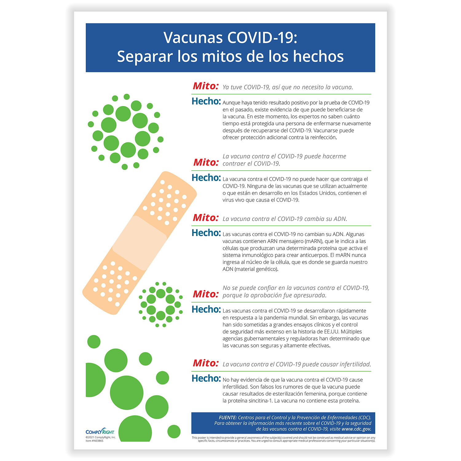 Picture of COVID-19 Vaccines: Myths & Facts Poster, Spanish