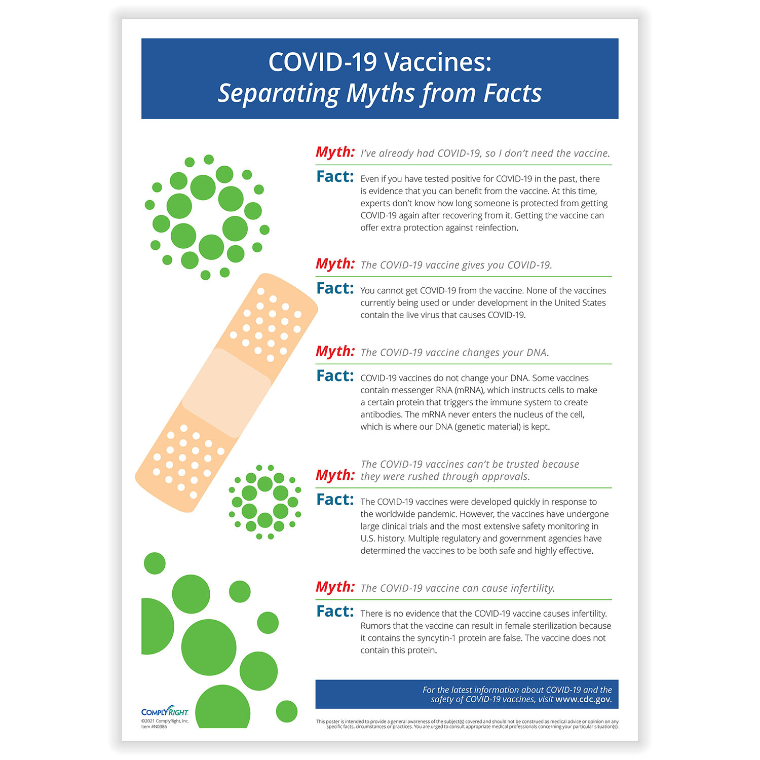 Picture of COVID-19 Vaccines: Myths & Facts Poster, Pack of 3