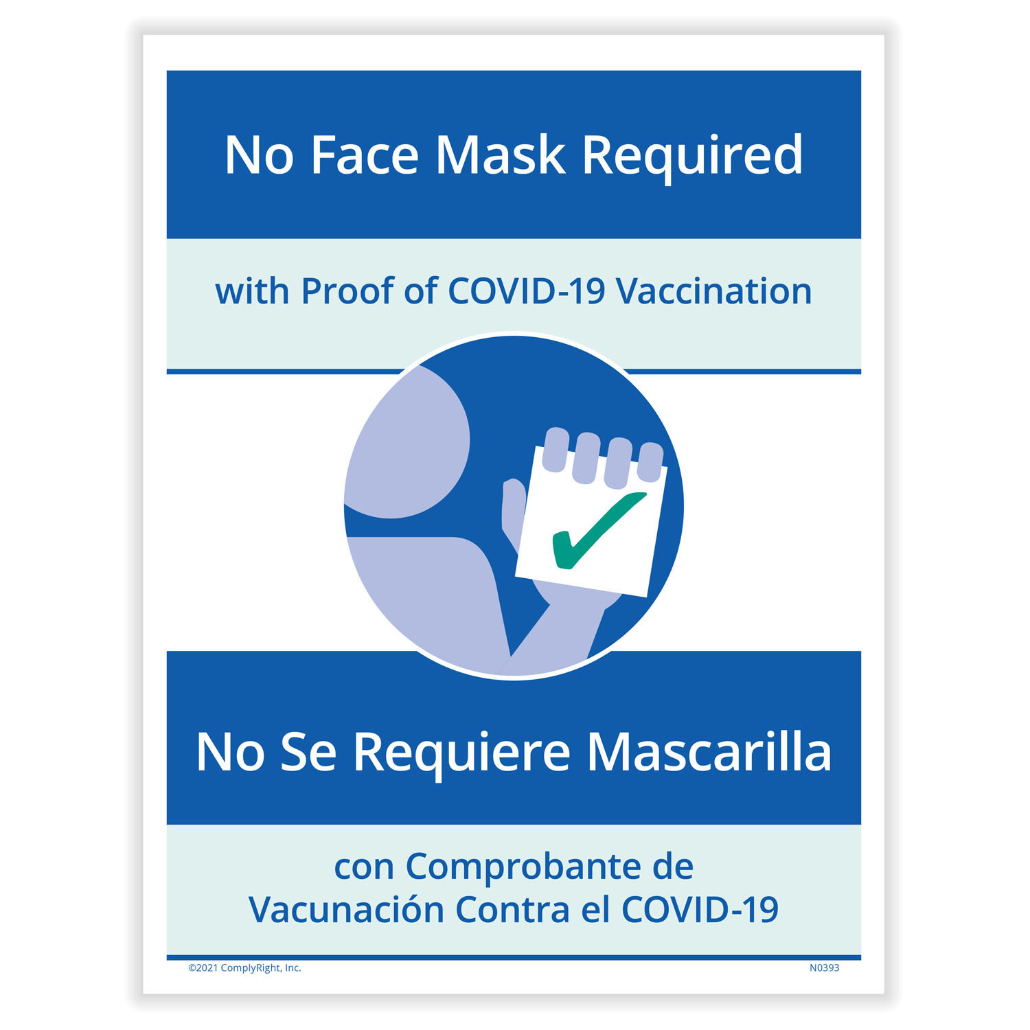 Picture of No Face Mask Required with Proof of Vaccination - Sign