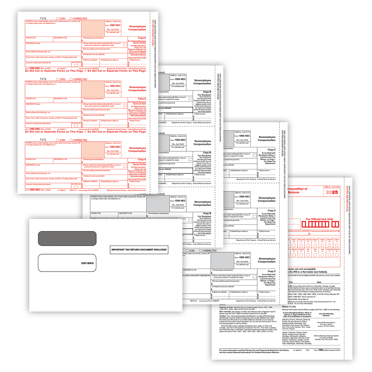 Picture of 1099-NEC Set, 5-Part w/ Envelopes (50 Recipients)