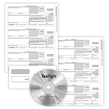 Picture of 1099-NEC REC Copy Only Tax Form Set, 3-Part, 2-Up, with Envelopes & TaxRight Software, Pack of 50