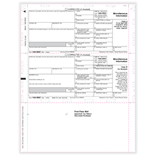 Picture of 1099-MISC, 2-Up Horizontal, Copy B & 2, Z-Fold, 11" (500 Sheets)