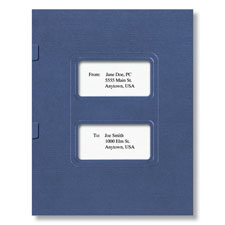 Picture of Tax Presentation Folder, Double Windows, Midnight Blue, Side-Staples, One Pocket, 8-7/8" x 11-3/8", Pack of 50