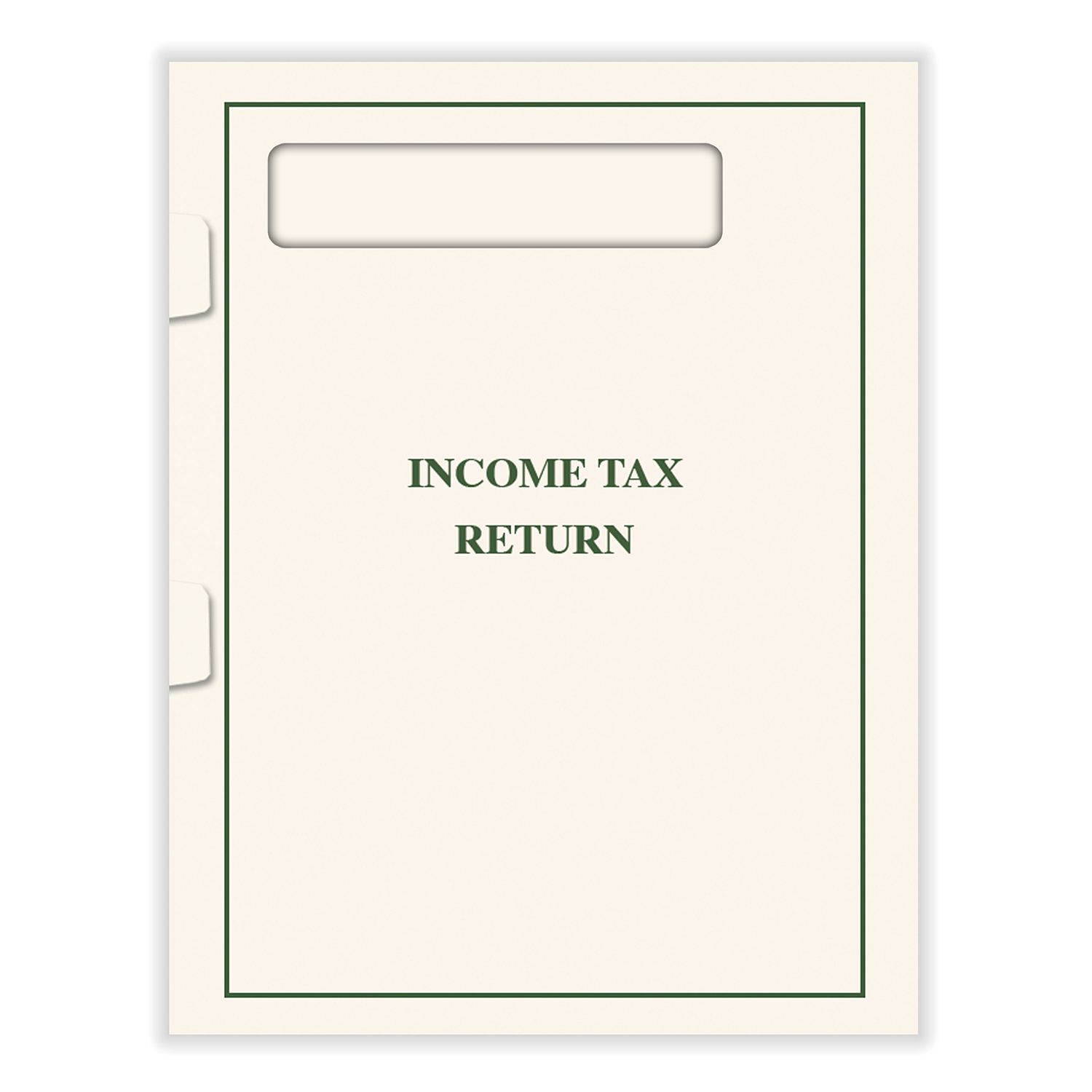 Picture of Tax Presentation Folder, Single Window, Beige, Side-Staples, One Pocket, 8-7/8" x 11-3/8", Pack of 50