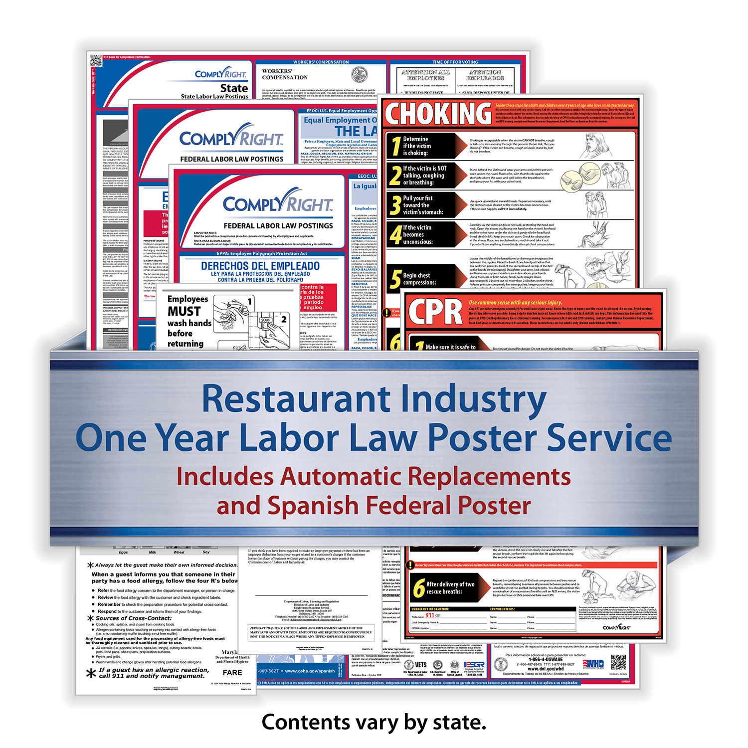 ComplyRightDealer | RESTAURANT - Federal (Bilingual) & State (English)  Labor Law Poster Service (1-Year)