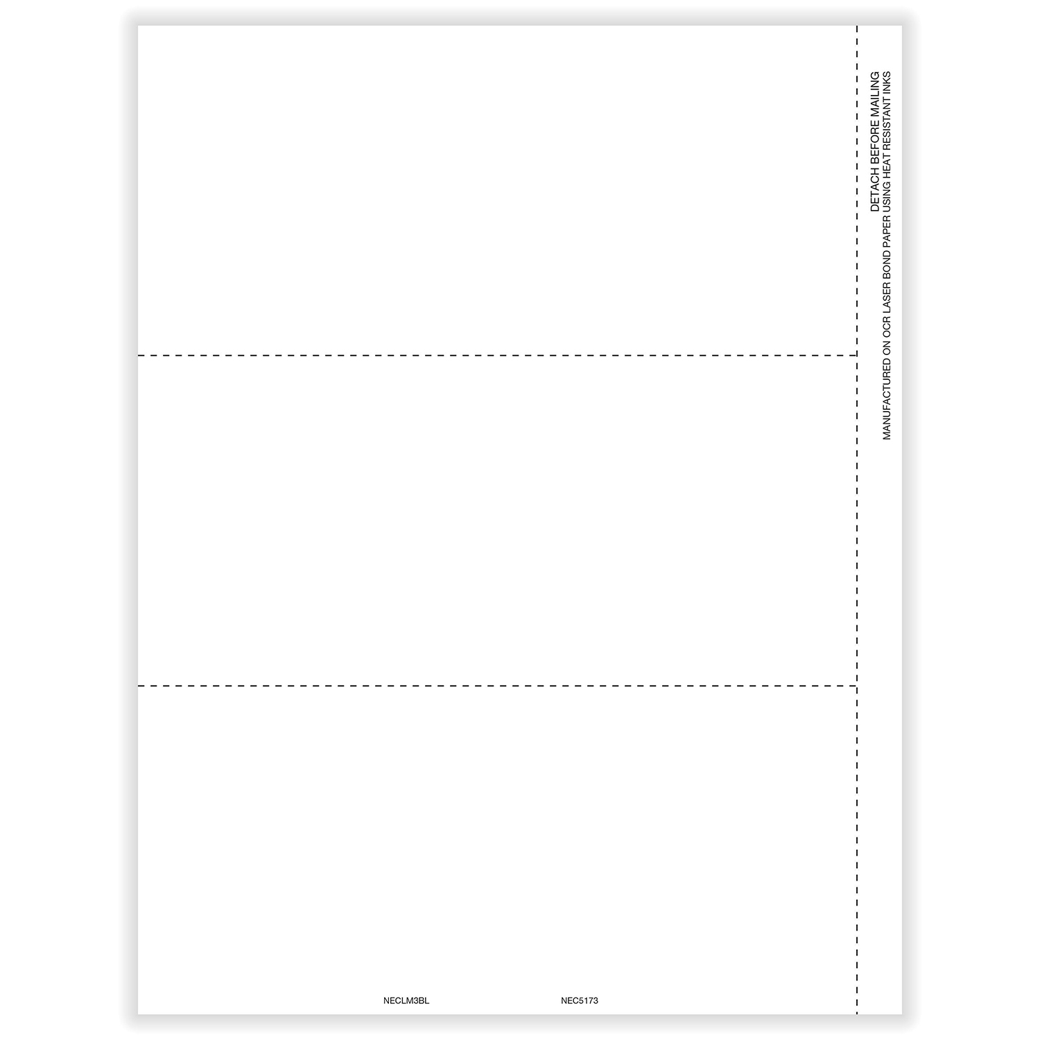 Picture of 1099-NEC Blank, Copy B & C, 3-Up, w/ Backer, Pack of 50